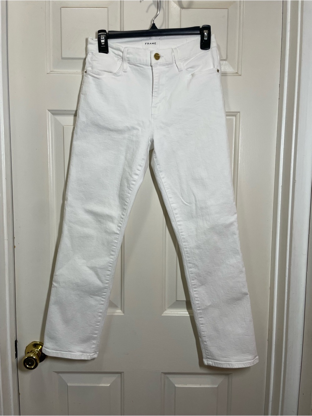 Women’s FRAME Le High Straight Blanc White Denim Jeans size 28